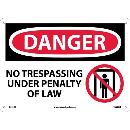 Danger No Trespassing Under Penalty Of Law Sign (D591RB)
