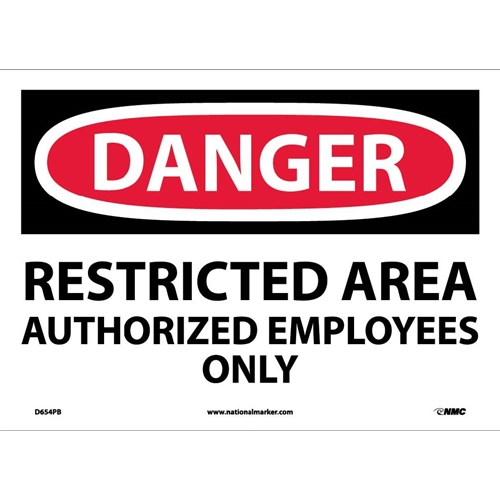 Danger Restricted Area Authorized Employees Only Sign (D654PB)