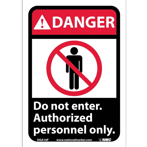 Danger Do Not Enter Authorized Personnel Only Sign (DGA16P)