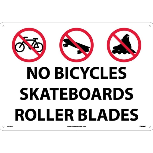 No Bicycles Skateboards Roller Blades Sign (M106RC)