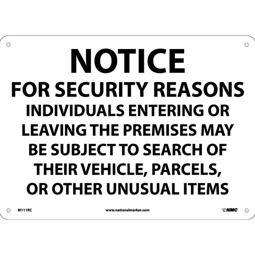 Notice Subject To Search Sign (M111RC)