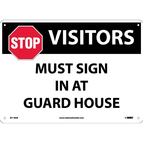 Stop Visitors Must Sign In At Guard House Sign (M118AB)