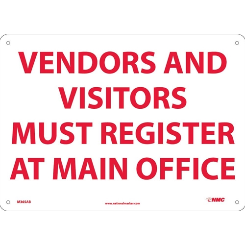 Vendors And Visitors Must Register At Main Office Sign (M365AB)