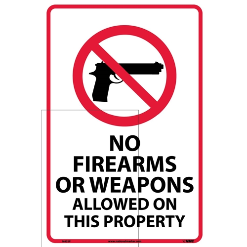 No Firearms Or Weapons Allowed On This Property Sign (M452P)