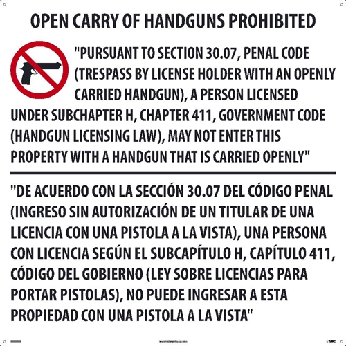 Texas Open Carry Handgun Law (M461ACP)