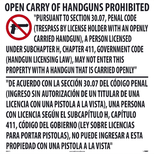 Texas Open Carry Handgun Law (M461V)