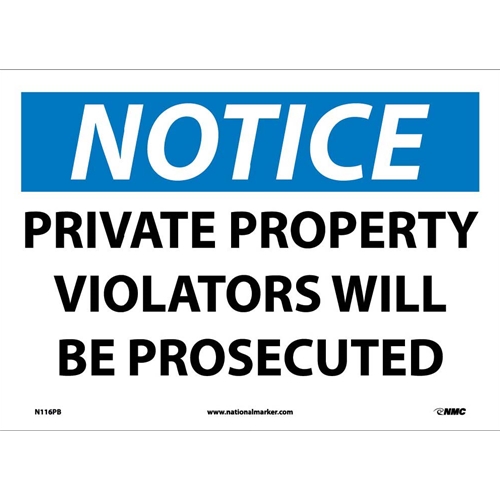 Notice Private Property Sign (N116PB)