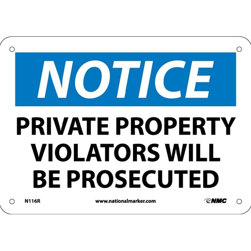 Notice Private Property Sign (N116R)