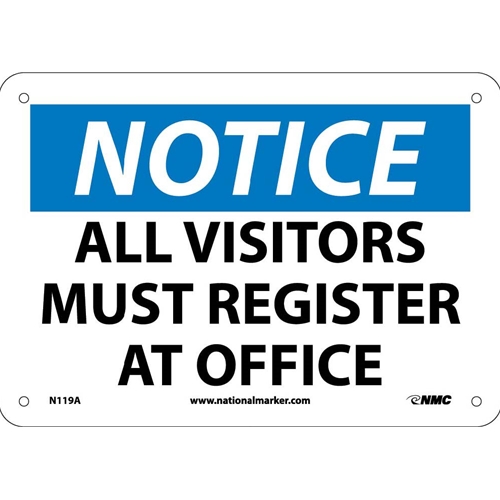 Notice All Visitors Must Register At Office Sign (N119A)