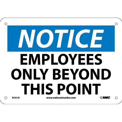Notice Employees Only Beyond This Point Sign (N161A)