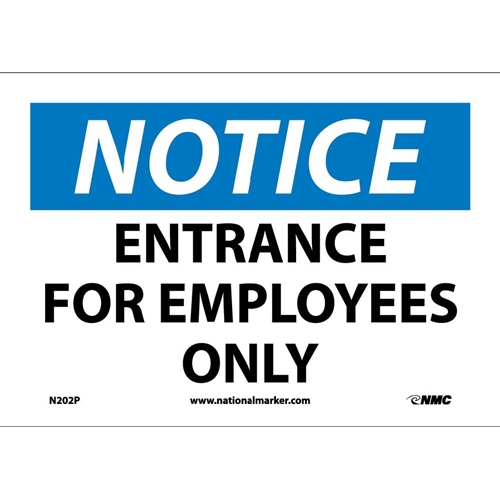 Notice Entrance For Employees Only Sign (N202P)