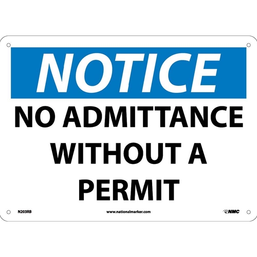 Notice No Admittance Without A Permit Sign (N203RB)