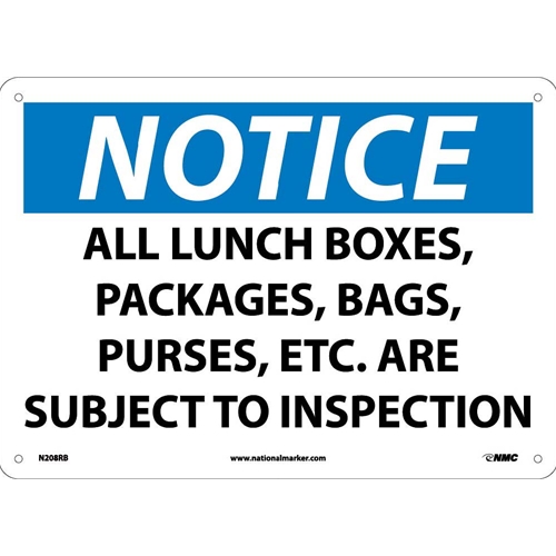 Notice Subject To Inspection Sign (N208RB)