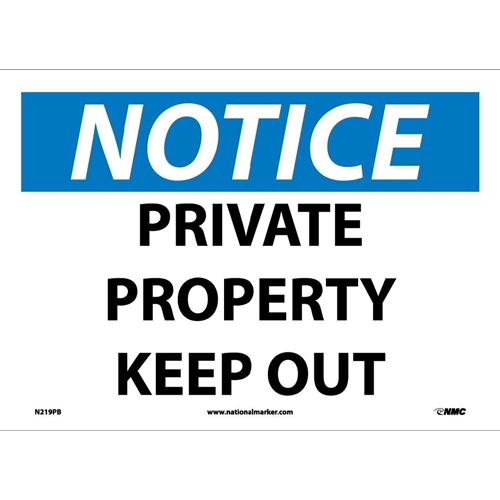 Notice Private Property Keep Out Sign (N219PB)