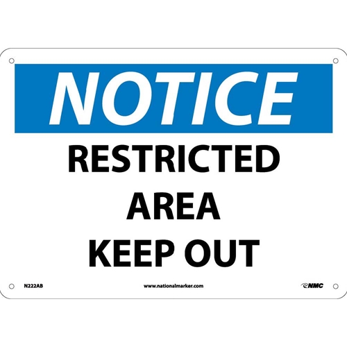 Notice Restricted Area Keep Out Sign (N222AB)