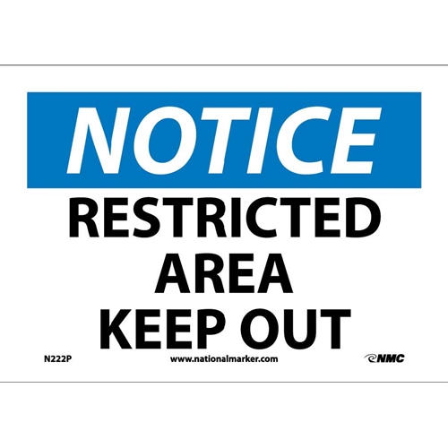 Notice Restricted Area Keep Out Sign (N222P)