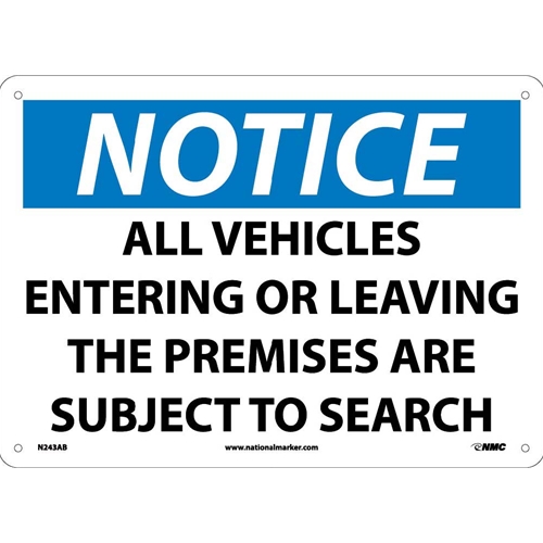 Notice Vehicles Subject To Search Sign (N243AB)