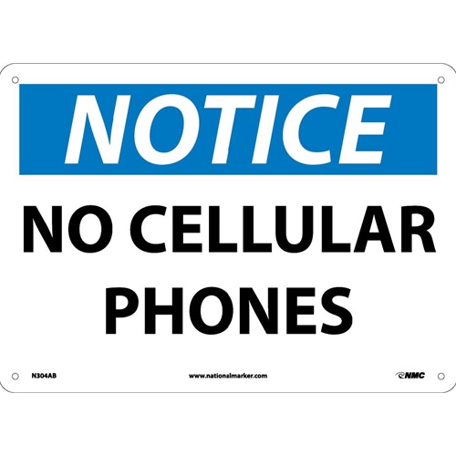 Notice No Cellular Phones Sign (N304AB)