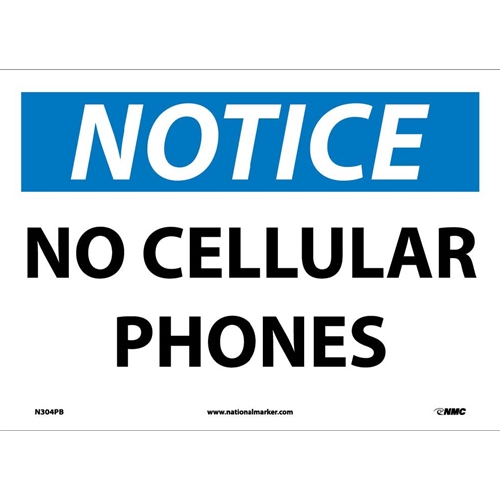 Notice No Cellular Phones Sign (n304pb)