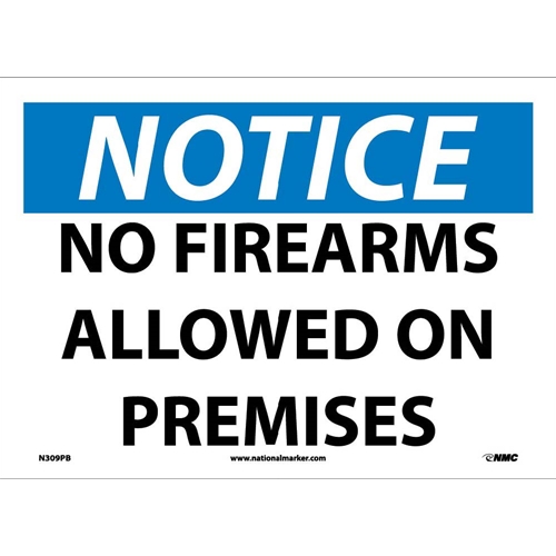 Notice No Firearms Allowed On Premises Sign (N309PB)
