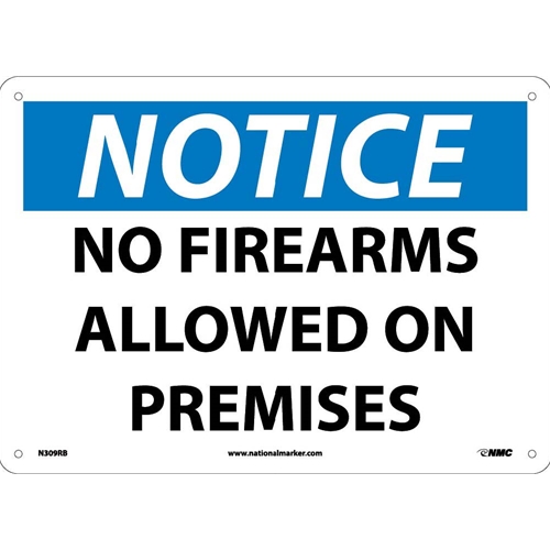 Notice No Firearms Allowed On Premises Sign (N309RB)