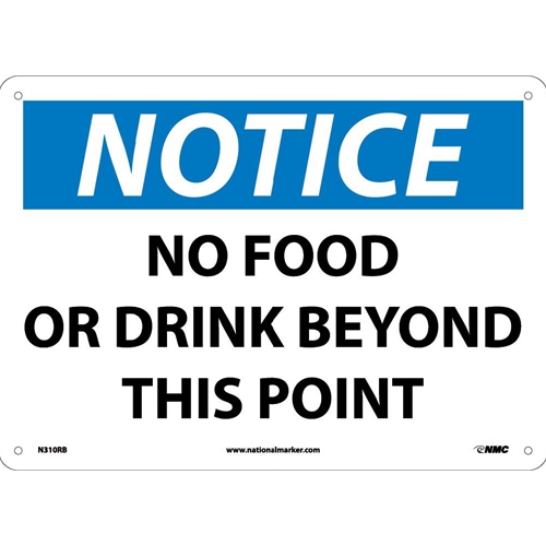 Notice No Food Or Drink Beyond This Point Sign (N310RB)