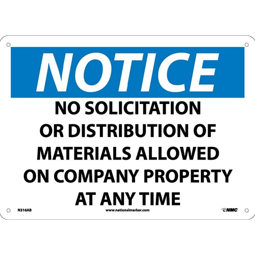 Notice No Solicitation Or Distribution Of Materials Sign (N316AB)
