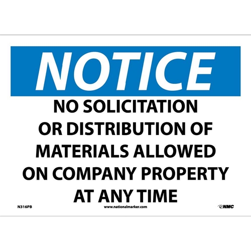 Notice No Solicitation Or Distribution Of Materials Sign (N316PB)