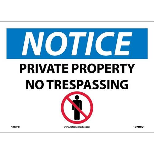 Notice Private Property No Trespassing Sign (N332PB)