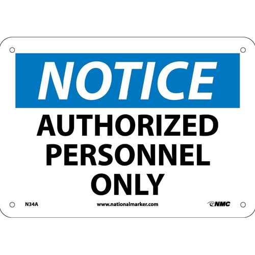 Notice Authorized Personnel Only Sign (N34A)