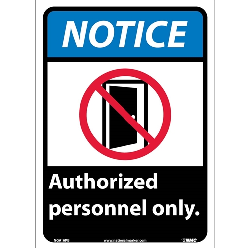 Notice Authorized Personnel Only Sign (NGA16PB)