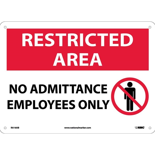 Restricted Area No Admittance Employees Only Sign (RA16AB)