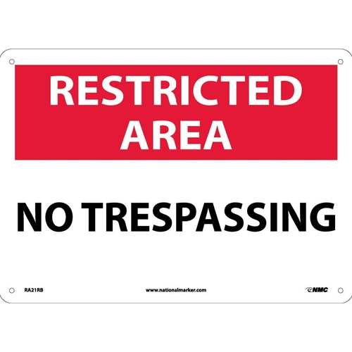 Restricted Area No Trespassing Sign (RA21RB)