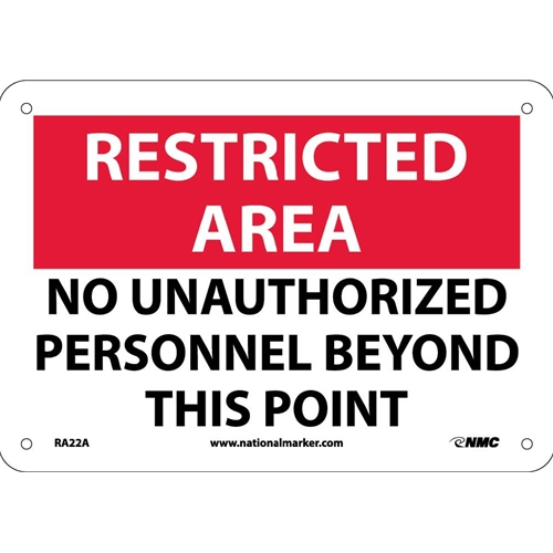 Restricted Area No Unauthorized Personnel Sign (RA22A)