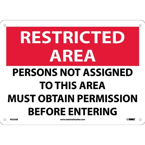 Restricted Area Obtain Permission Sign (RA25AB)