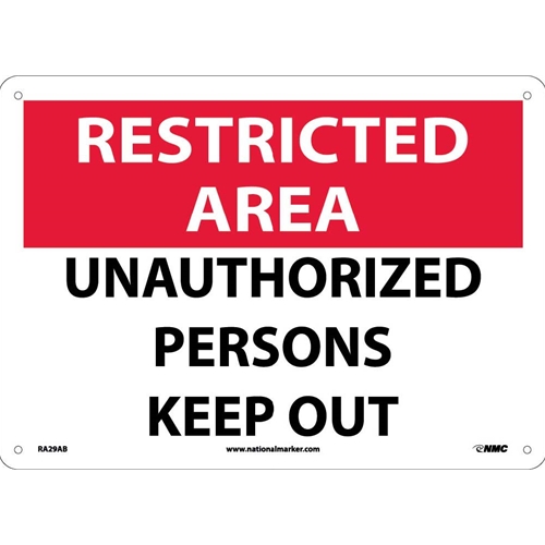 Restricted Area Unauthorized Persons Keep Out Sign (RA29AB)