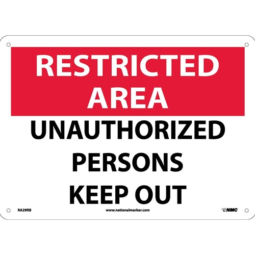 Restricted Area Unauthorized Persons Keep Out Sign (RA29RB)