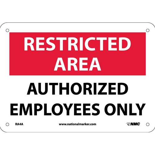 Restricted Area Authorized Employees Only Sign (RA4A)