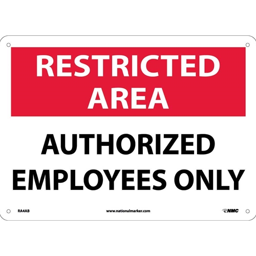 Restricted Area Authorized Employees Only Sign (RA4AB)