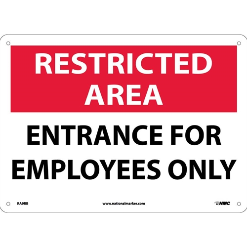 Restricted Area Entrance For Employees Only Sign (RA9RB)