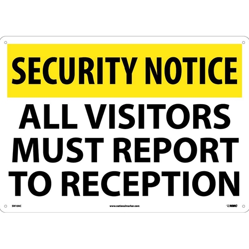 Security Notice All Visitors Must Report To Reception Sign (SN10AC)