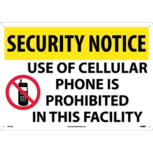 Security Notice Use Of Cellular Phone Is Prohibited Sign (SN19AC)