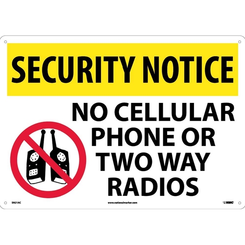 Security Notice No Cell Phone Sign (SN21AC)