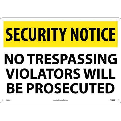 Security Notice No Trespassing Sign (SN23AC)