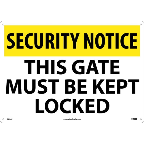 Security Notice This Gate Must Be Kept Locked Sign (SN32AC)