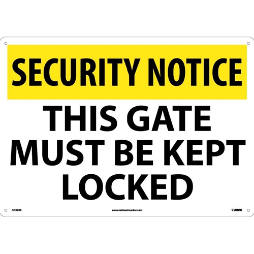 Security Notice This Gate Must Be Kept Locked Sign (SN32RC)