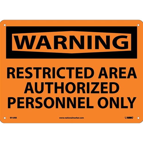Warning Restricted Area Authorized Personnel Only Sign (W10RB)