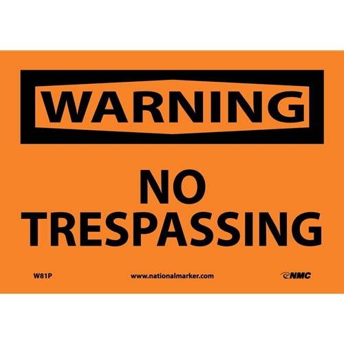 Warning No Trespassing Sign (W81P)