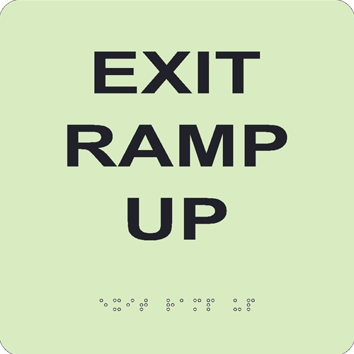 Glow Exit Ramp Up Braille Sign (GADA103BK)