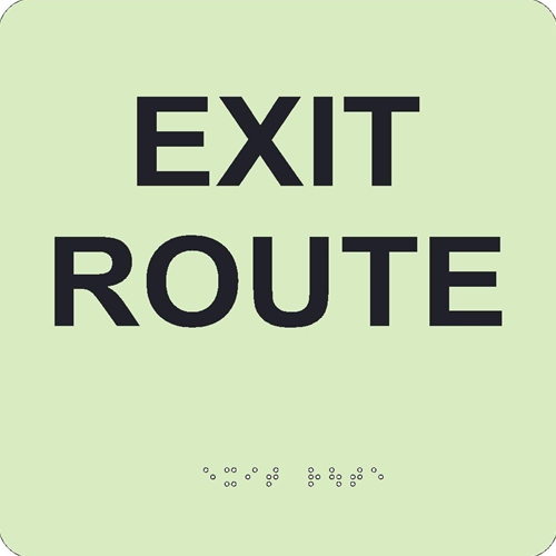 Glow Exit Route Braille Sign (GADA104BK)